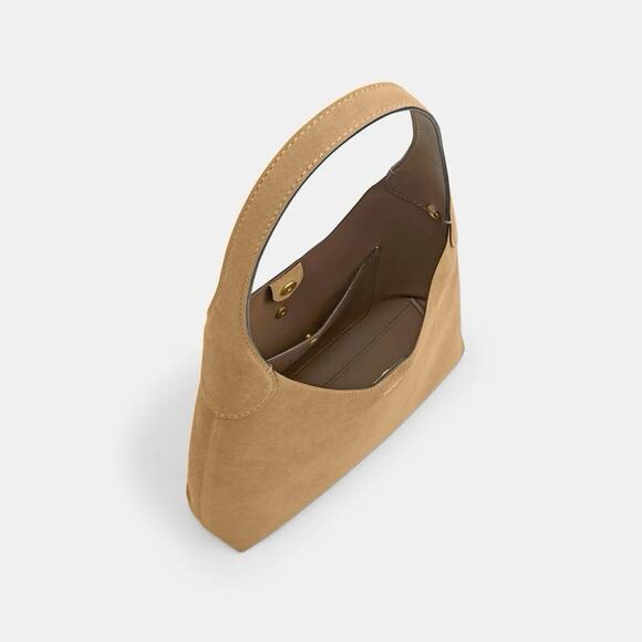 NWT COACH Brooklyn Shoulder Bag 28 Suede CW637 Sand Leather - Picture 12 of 13